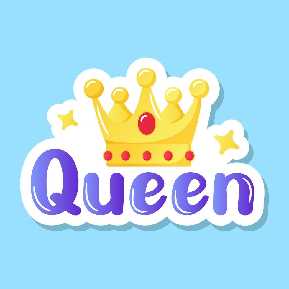 een koninklijke koningin kroon platte sticker vector