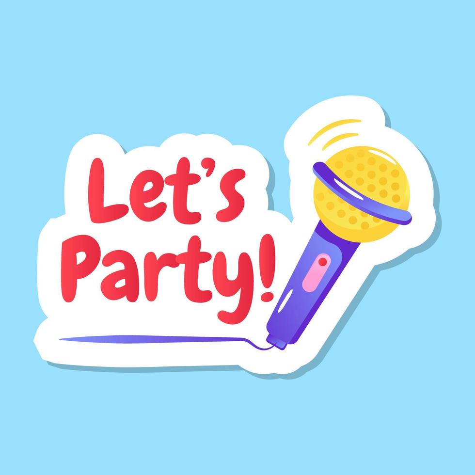 een feest zingen platte sticker vector