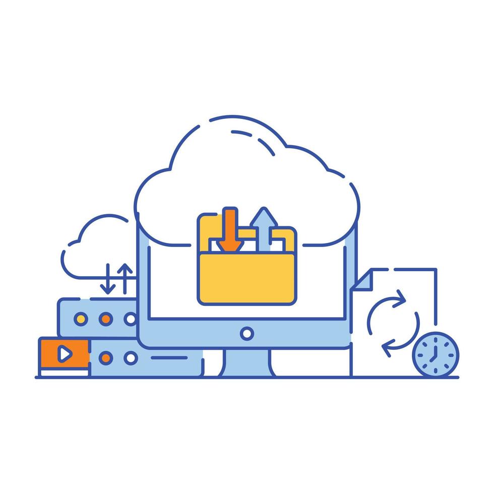 cloudopslag plat afbeeldingontwerp, bewerkbare vector