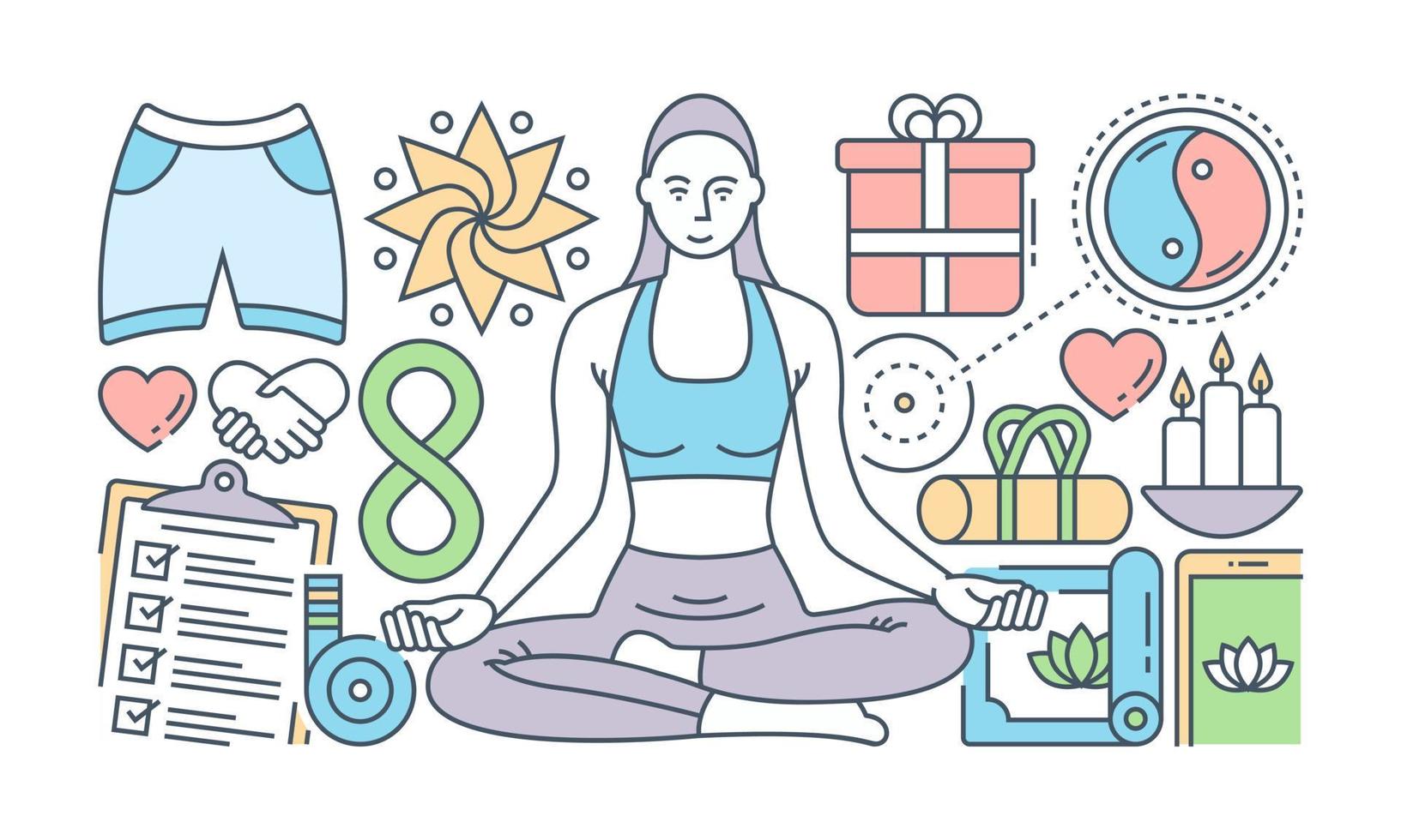 vrouw doet yoga, fitness concept vector