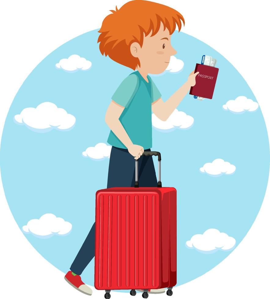 man reizen vakantie thema met rugzak en bagage vector