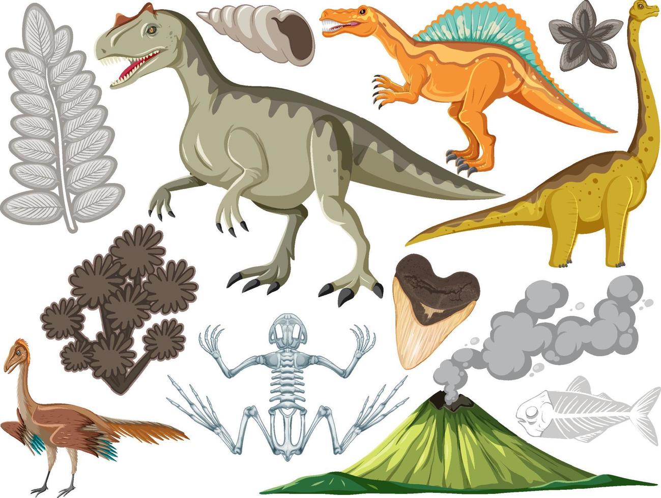 set van verschillende prehistorische dinosaurusdieren vector