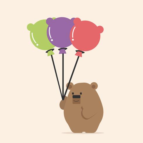 Schattige beer met ballon cartoon vector