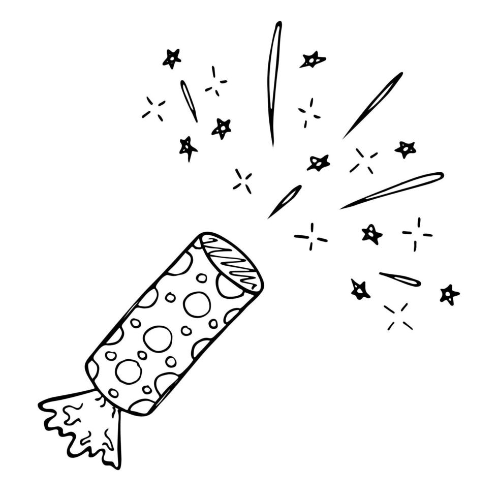 vector hand getekende vuurwerk clipart. leuke illustratie geïsoleerd op een witte achtergrond. voor wenskaarten, print, web, design, decor.