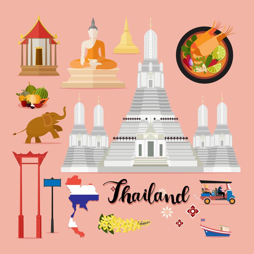 Toeristische Thailand Travel set collectie vector