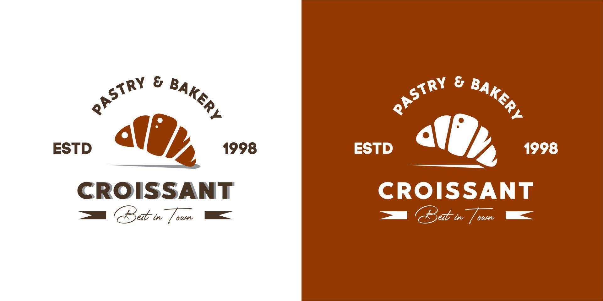 illustratie vectorafbeelding van bruine knapperige curry bladerdeeg van patisserie en bakkerij winkel premium kwaliteit goed voor crossant vintage logo product van bakkerij en banketbakkerij lekker en hartig vector