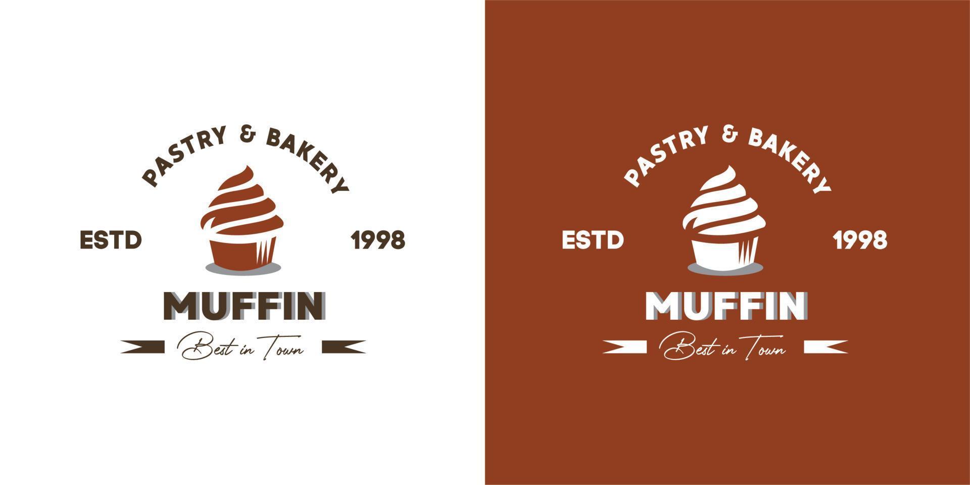 illustratie vectorafbeelding van bruine knapperige kerrie bladerdeeg van patisserie en bakkerij winkel premium kwaliteit goed voor muffin vintage logo product van bakkerij en banketbakkerij lekker en hartig vector