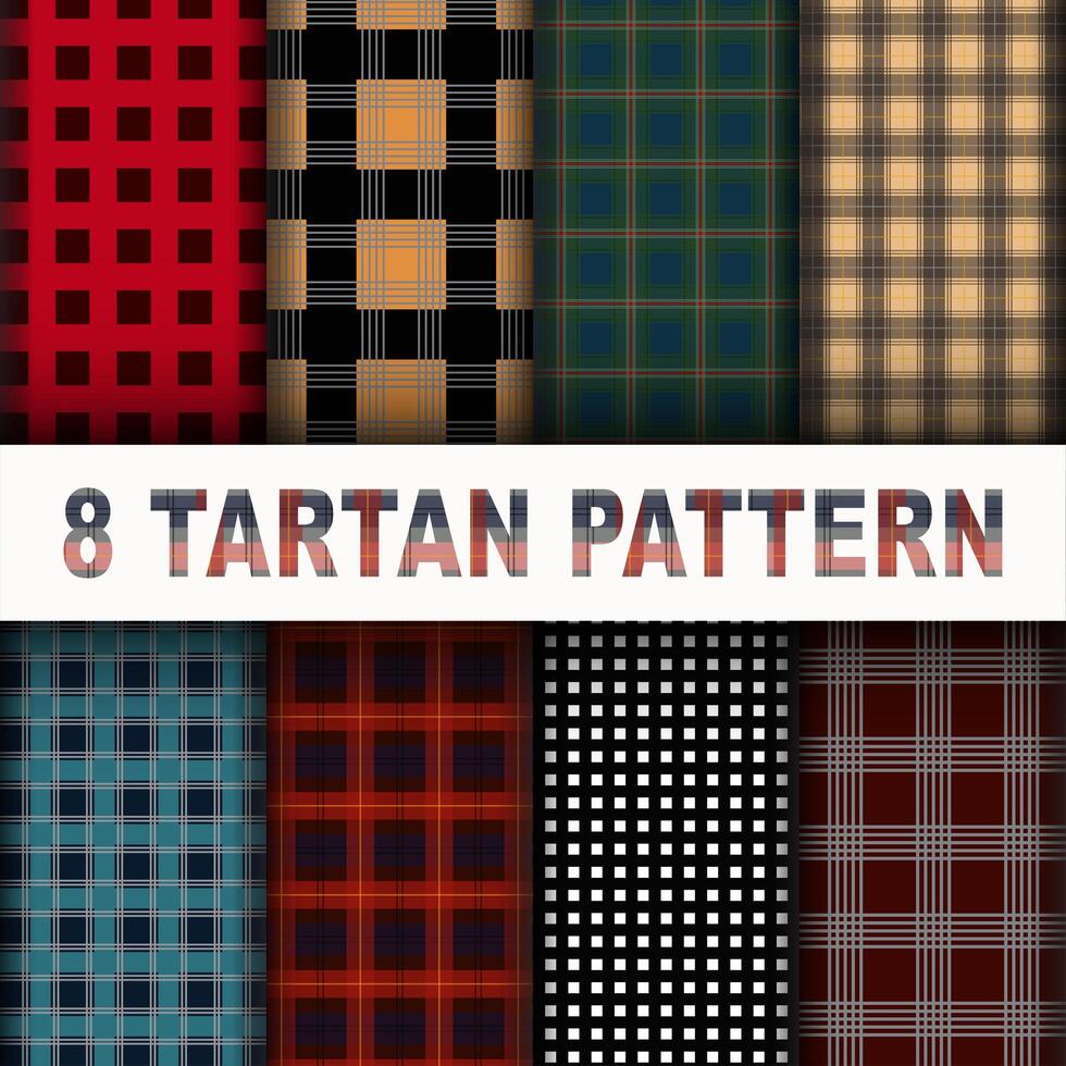 8 Tartan patroon achtergrond instellen collectie vector