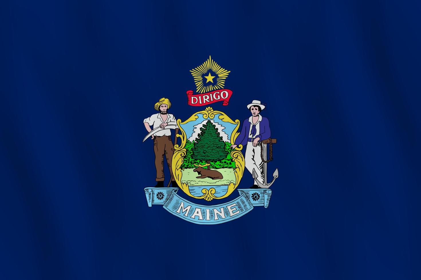 Maine VS staatsvlag met zwaaieffect, officiële proportie. vector