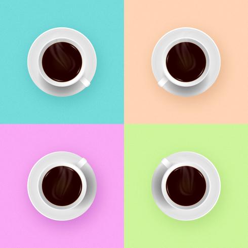 Witte koffiekopjes Pop kleur achtergrond vector