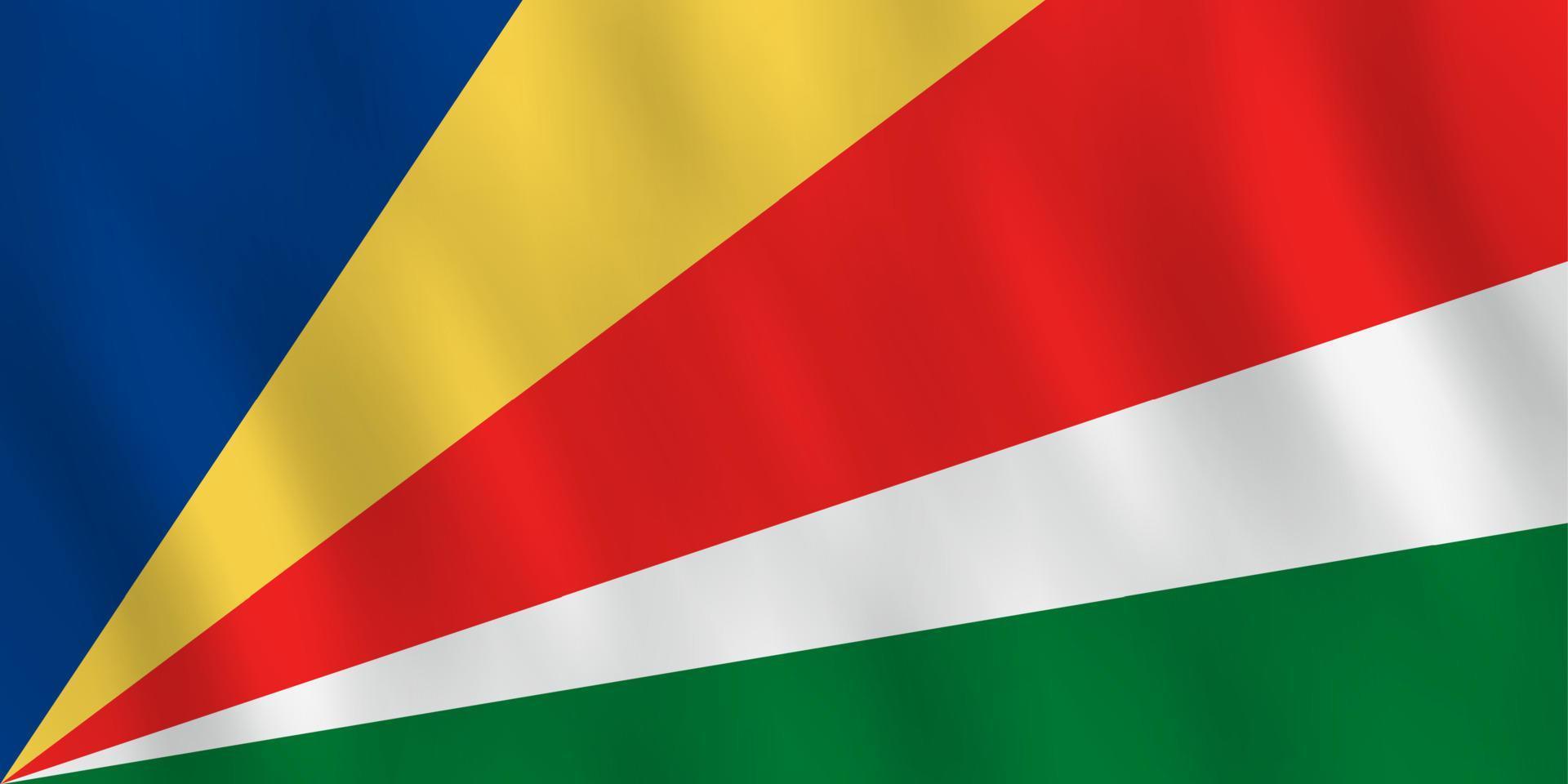 Seychellen vlag met golvend effect, officiële proportie. vector