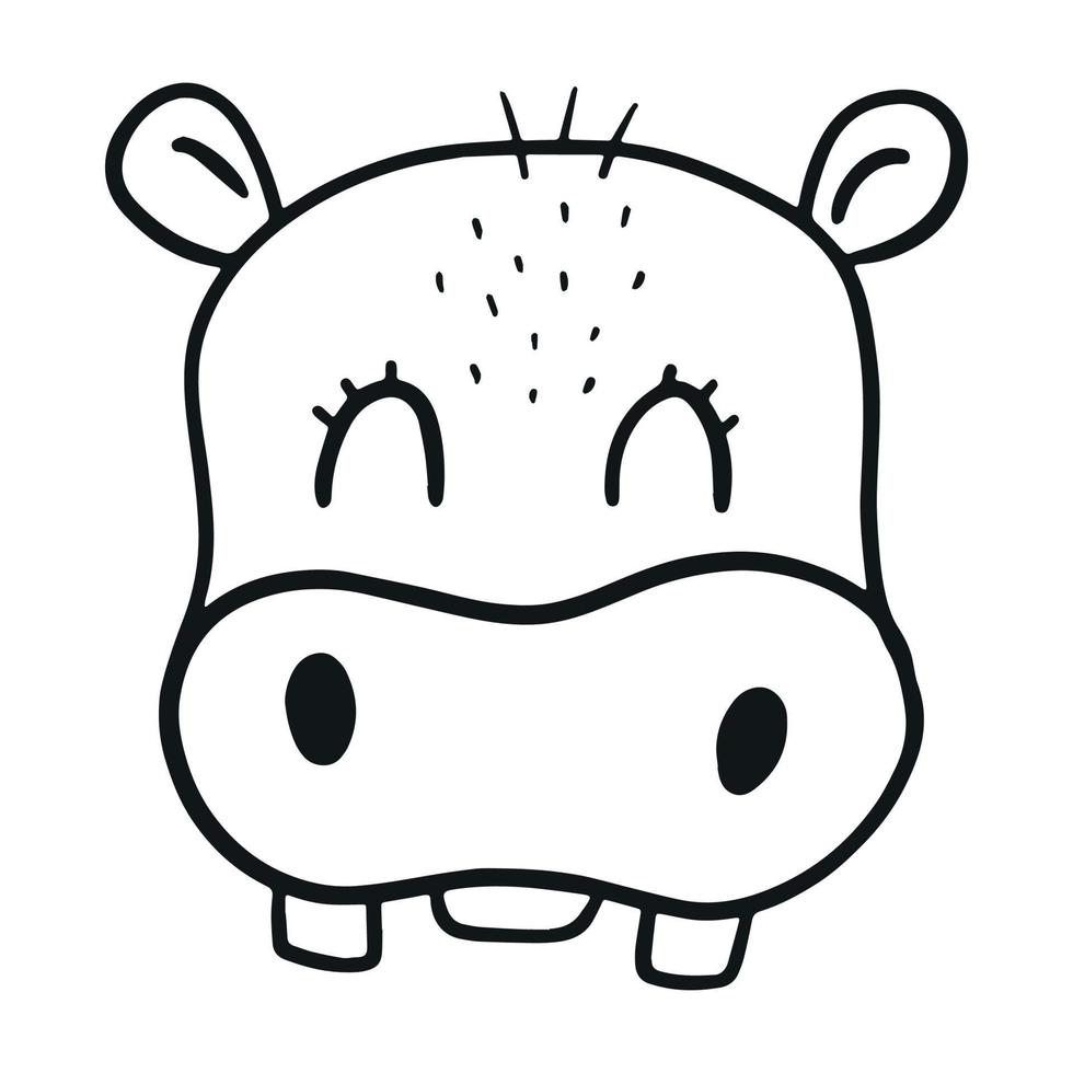 schattige illustratie van een baby-nijlpaard voor het kleuren van pagina's, kinderkleding, kinderkamerafdrukken, kaarten, posters, sublimatie, enz. eps 10 vector
