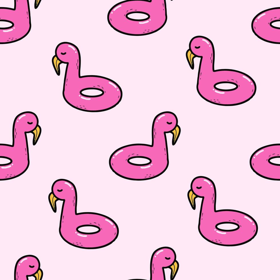 schattig zomer naadloos patroon met flamingo rubberen ringen op lichtroze achtergrond. goed voor prints, kindermode, scrapbooking, stationary, behang, inpakpapier, verpakking, enz. eps 10 vector