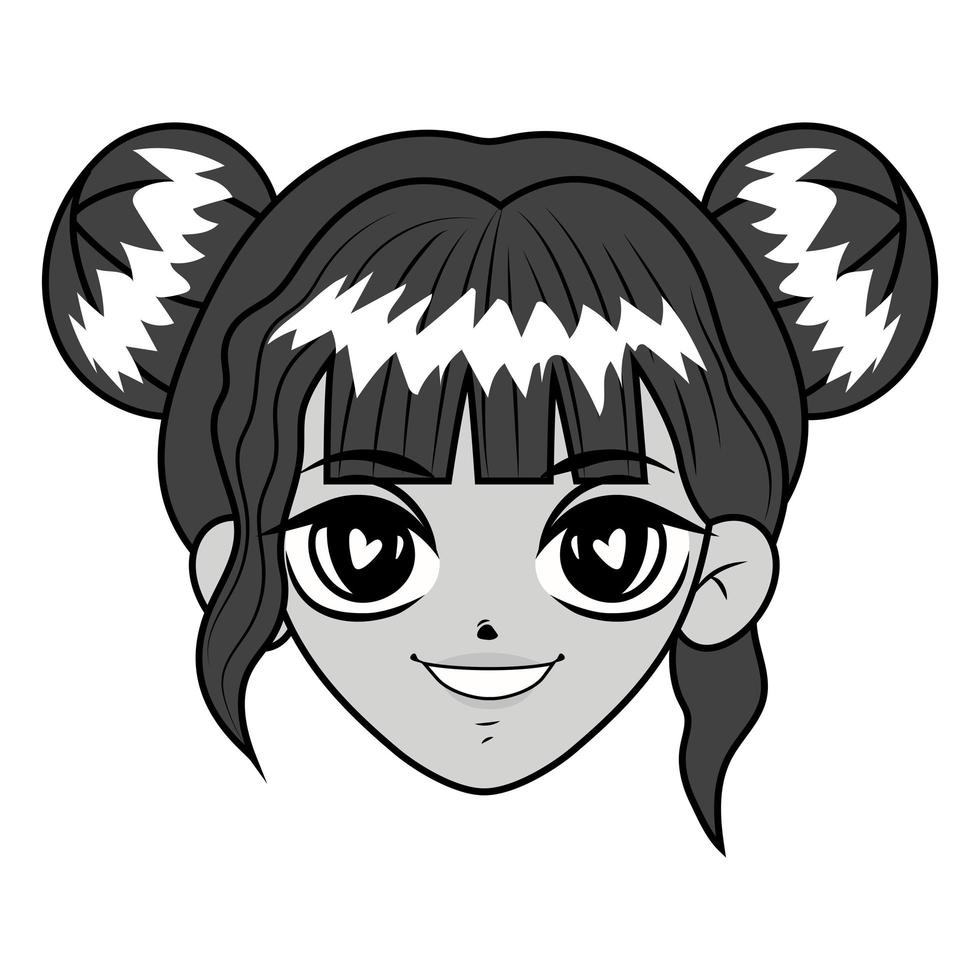 schattig manga vrouw gezicht vector