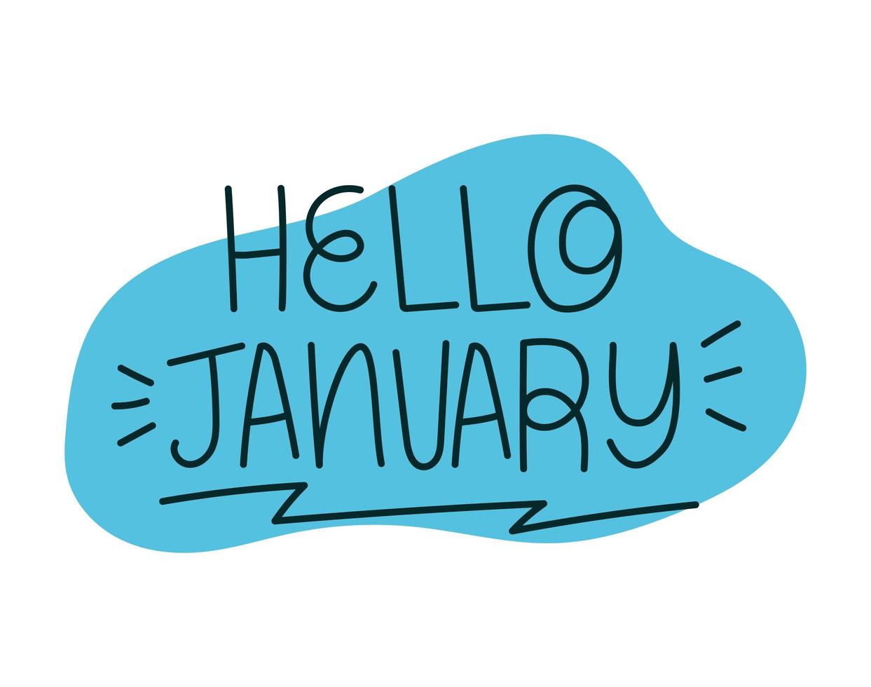 belettering van hallo januari vector