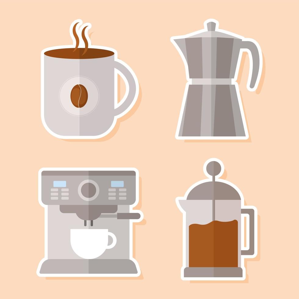 vier koffie items vector