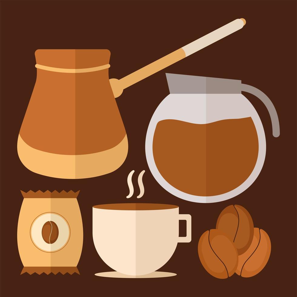 vijf koffie items vector