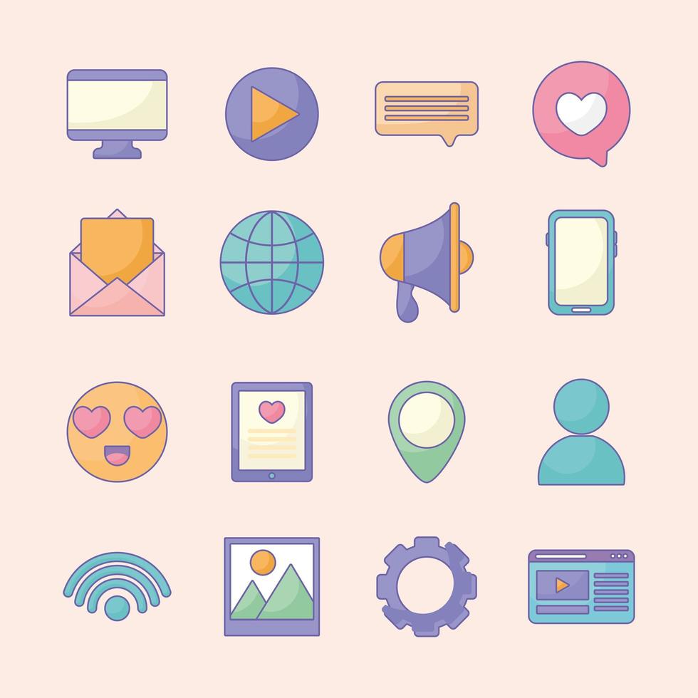 zestien social media items vector