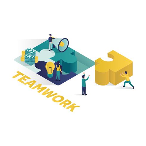 teamwork concept isometrische illustratie vector