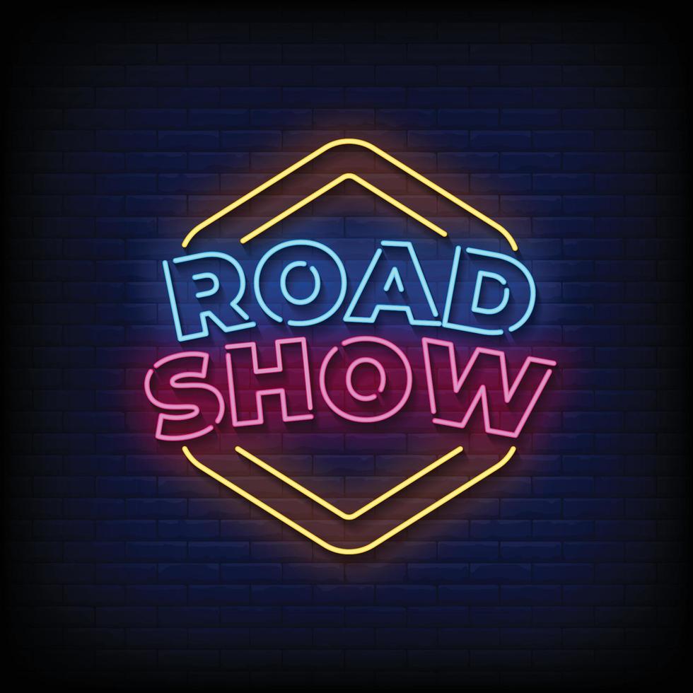 road show neonreclames stijl tekst vector