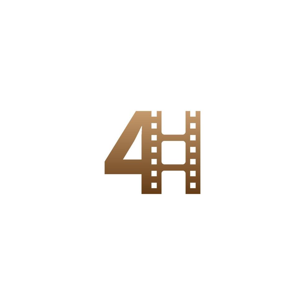 nummer 4 met filmstrip pictogram logo ontwerpsjabloon vector