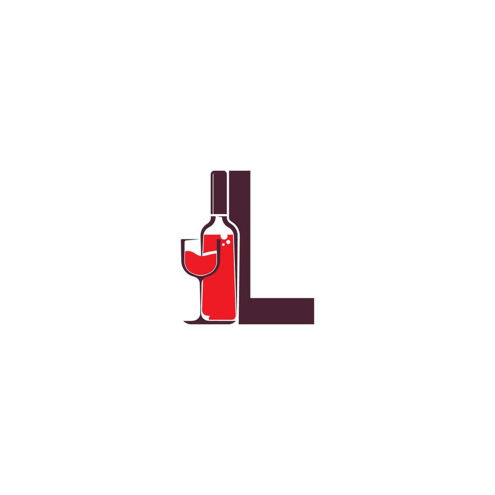 letter l met wijnfles pictogram logo vector