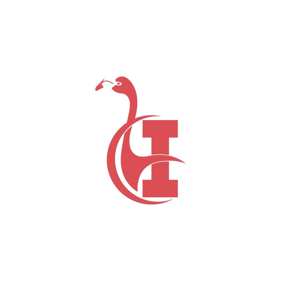 letter i met flamingo vogel pictogram logo vector