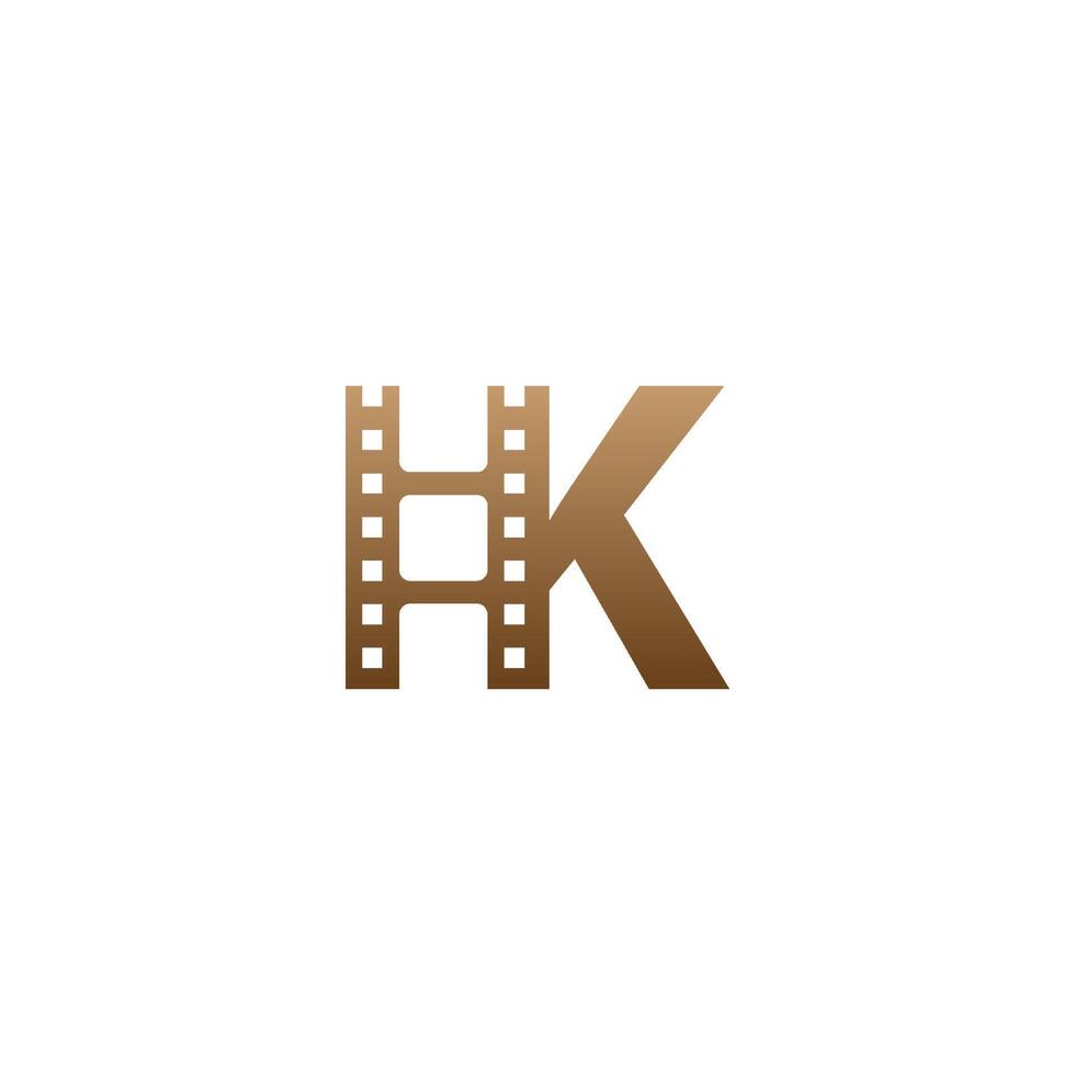 letter k met filmstrip pictogram logo ontwerpsjabloon vector