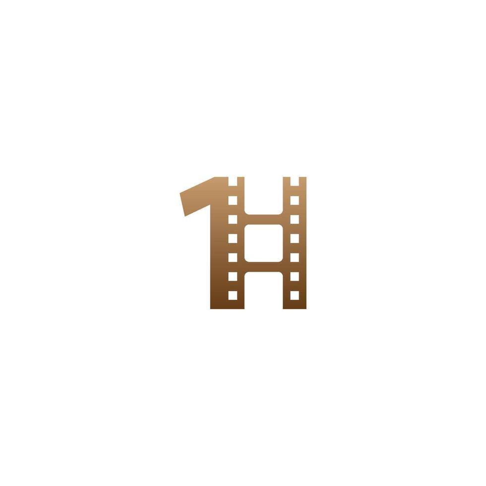 nummer 1 met filmstrip pictogram logo ontwerpsjabloon vector