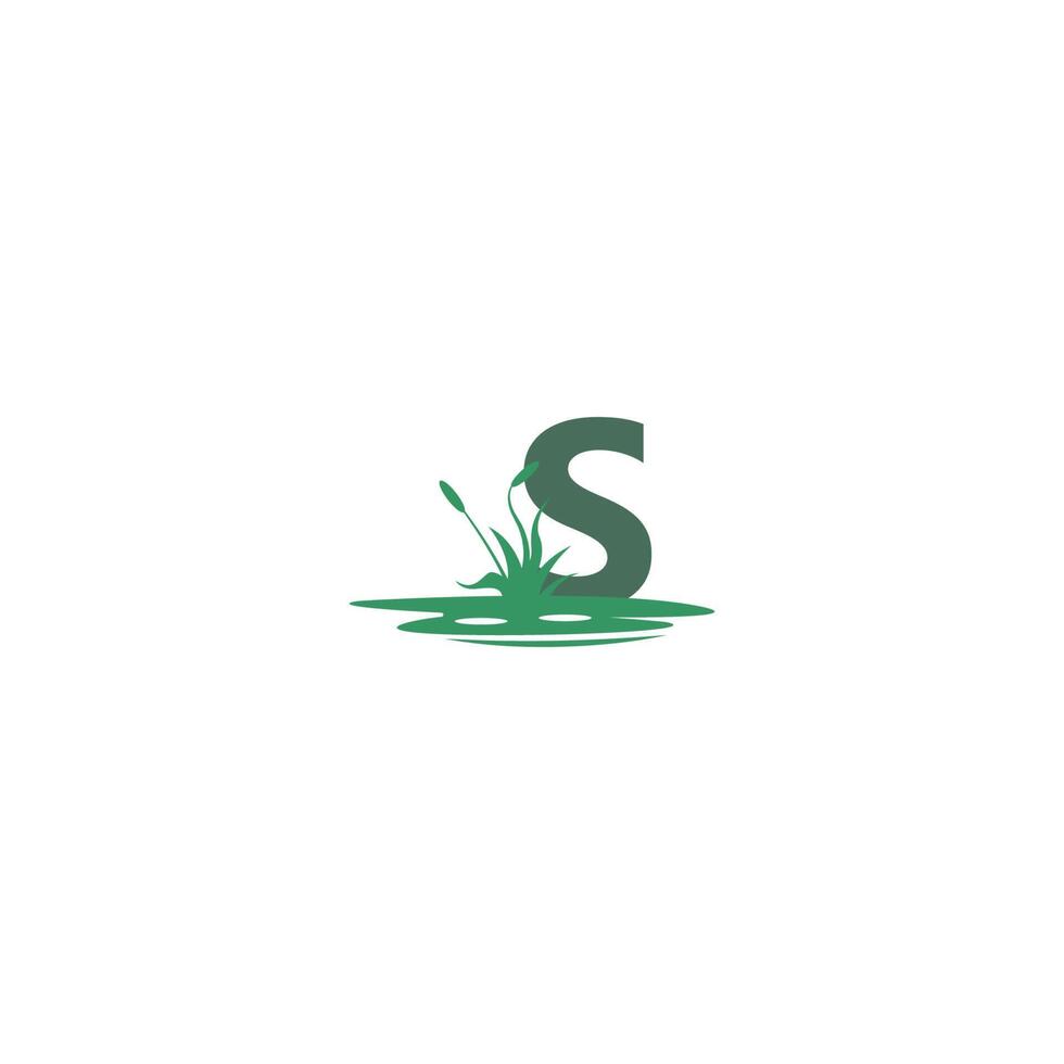 letter s achter plassen en gras sjabloon vector