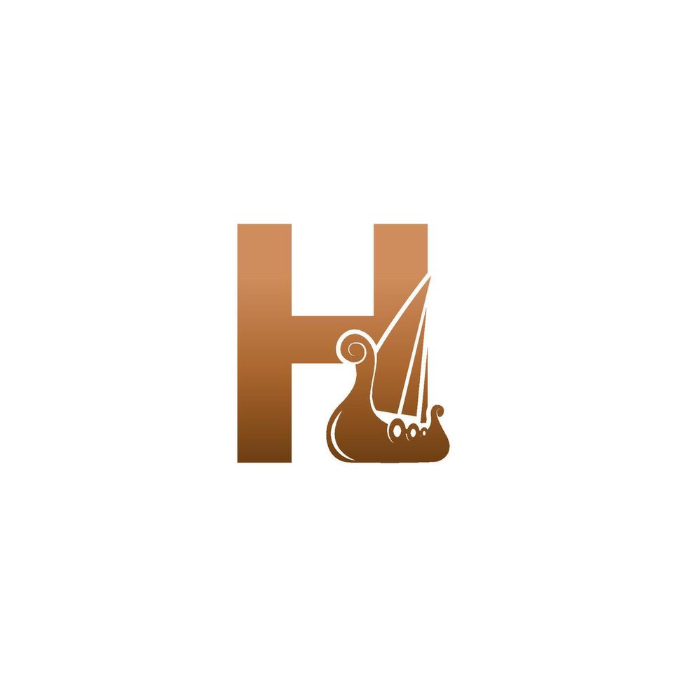letter h met logo pictogram viking zeilboot ontwerpsjabloon vector