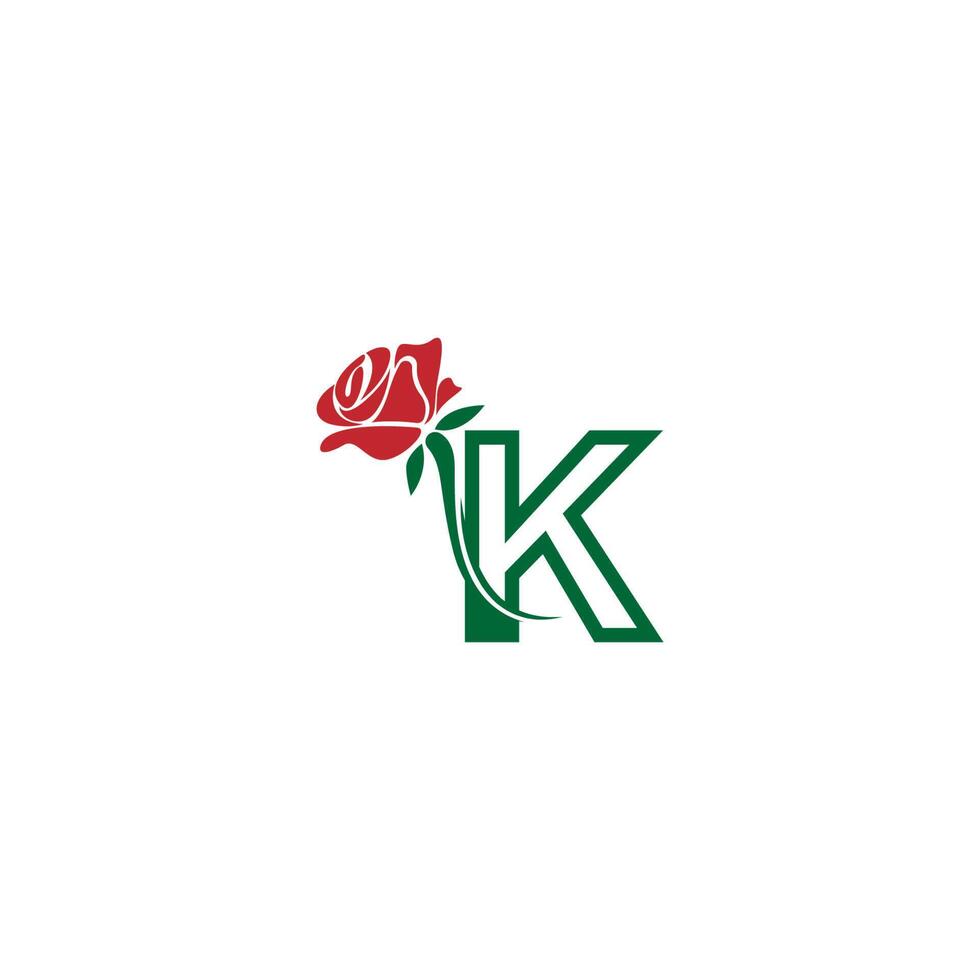 letter k met roos pictogram logo vector sjabloon