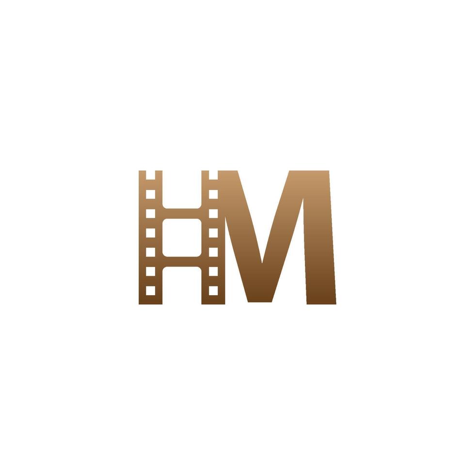 letter m met filmstrip pictogram logo ontwerpsjabloon vector