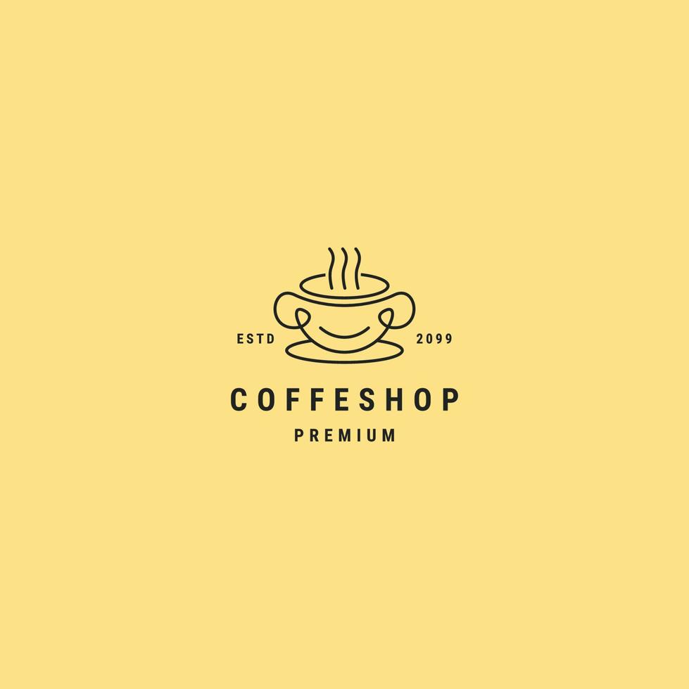 kopje koffie lijn logo concept, platte pictogram ontwerpsjabloon vector