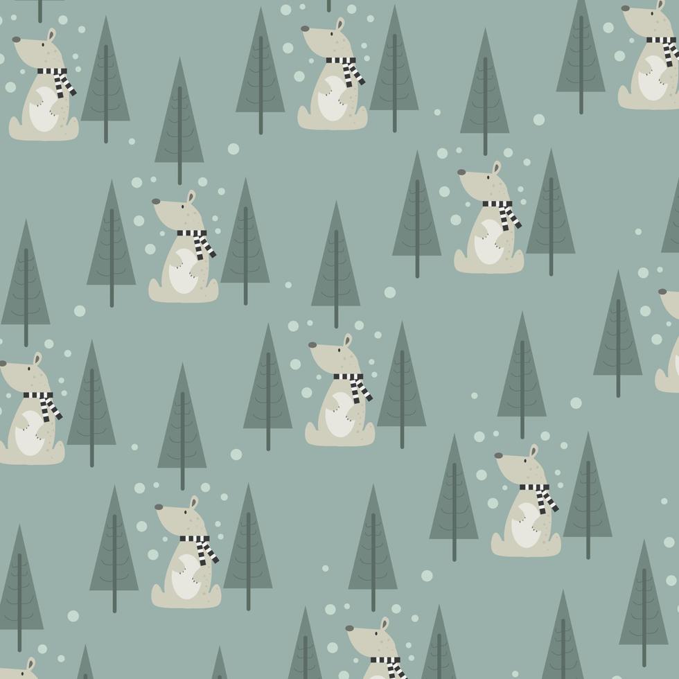 patroon ijsbeer in de winter. patroon voor valentijn, print, verpakking, decoratie, behang en design, telefoonhoesje, bedovertrek, pyjama, kinderpyjama vector