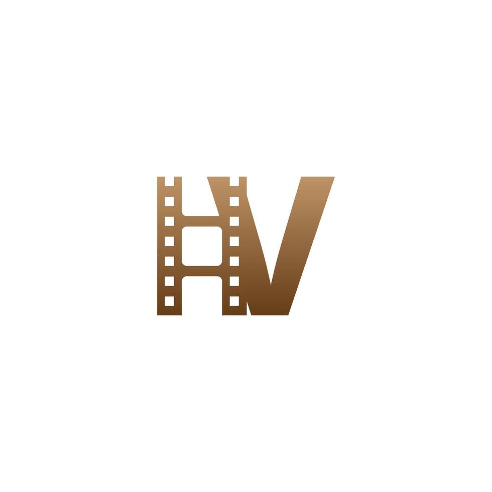 letter v met filmstrip pictogram logo ontwerpsjabloon vector