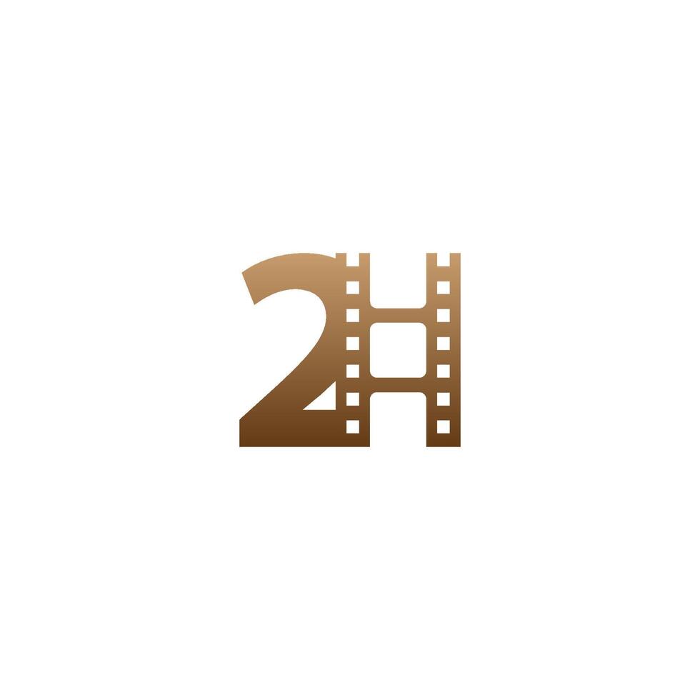 nummer 2 met filmstrip pictogram logo ontwerpsjabloon vector