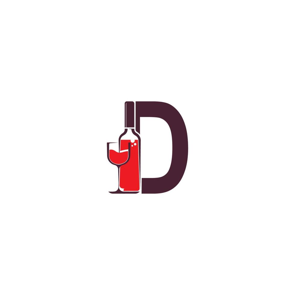 letter d met wijnfles pictogram logo vector