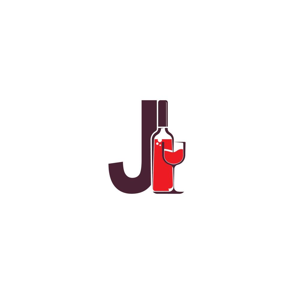 letter j met wijnfles pictogram logo vector