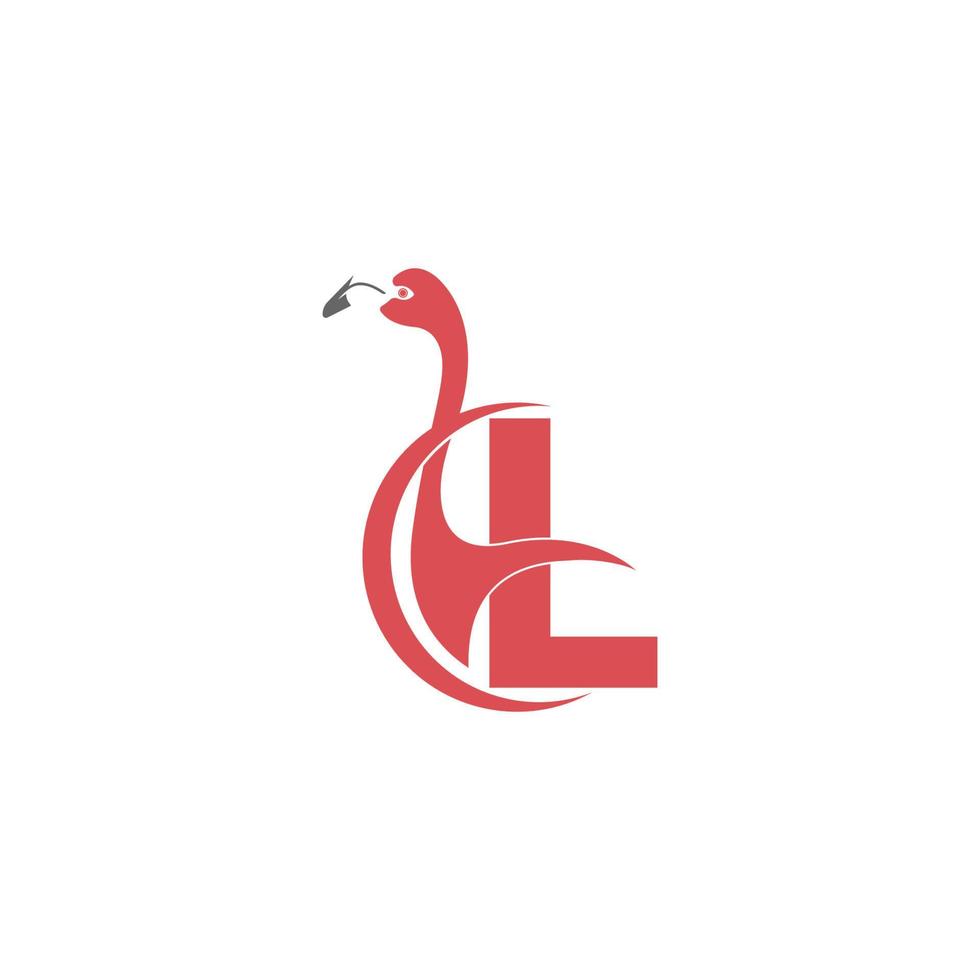 letter l met flamingo vogel pictogram logo vector
