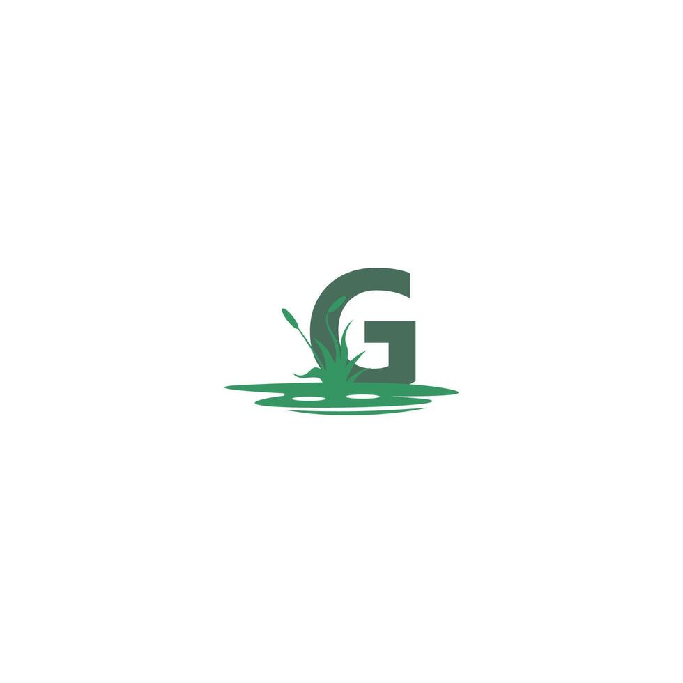 letter g achter plassen en gras sjabloon vector