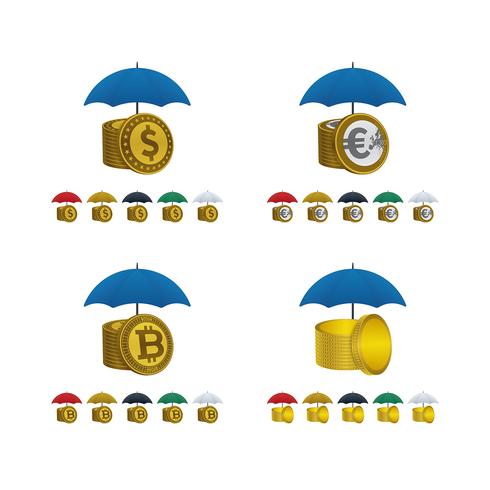 Paraplupictogrammen met valuta&#39;s vector