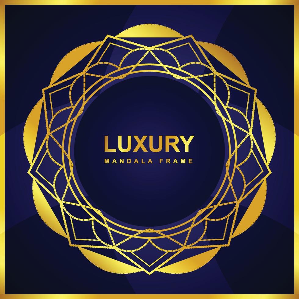 luxe mandala frame achtergrondontwerp met gouden kleur vector