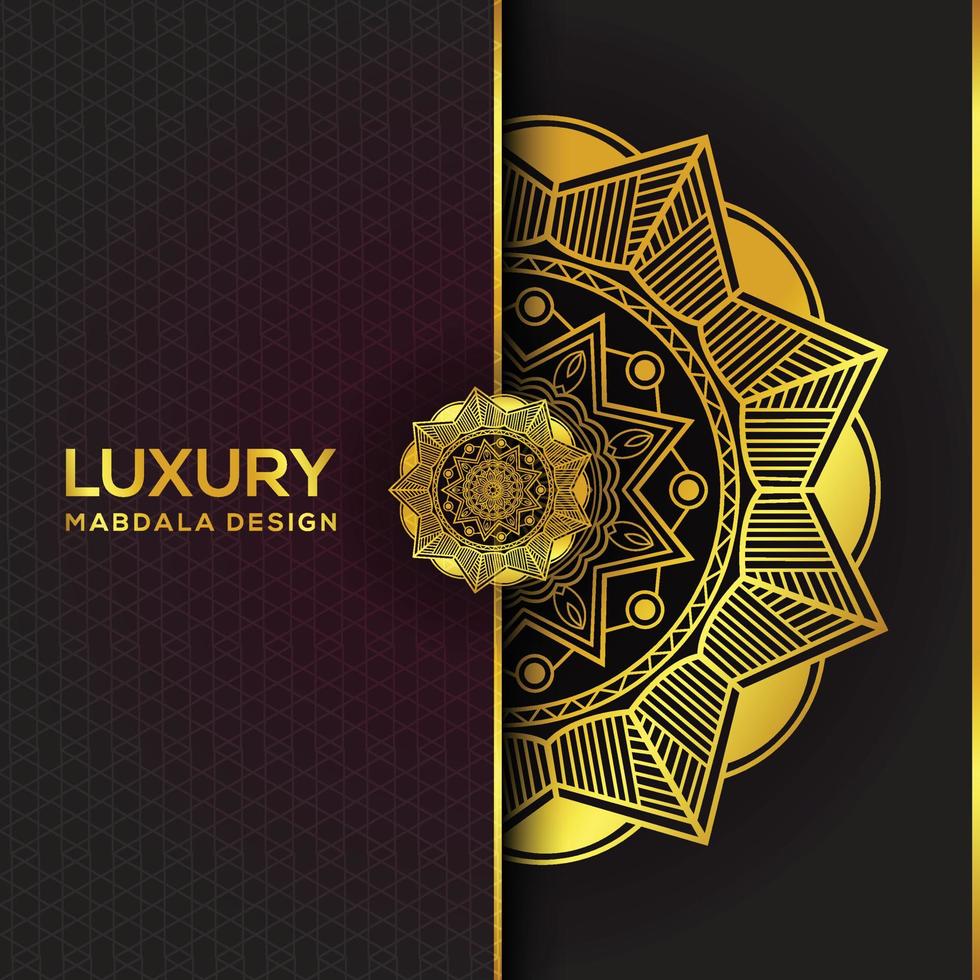 luxe mandala frame achtergrondontwerp met gouden kleur vector