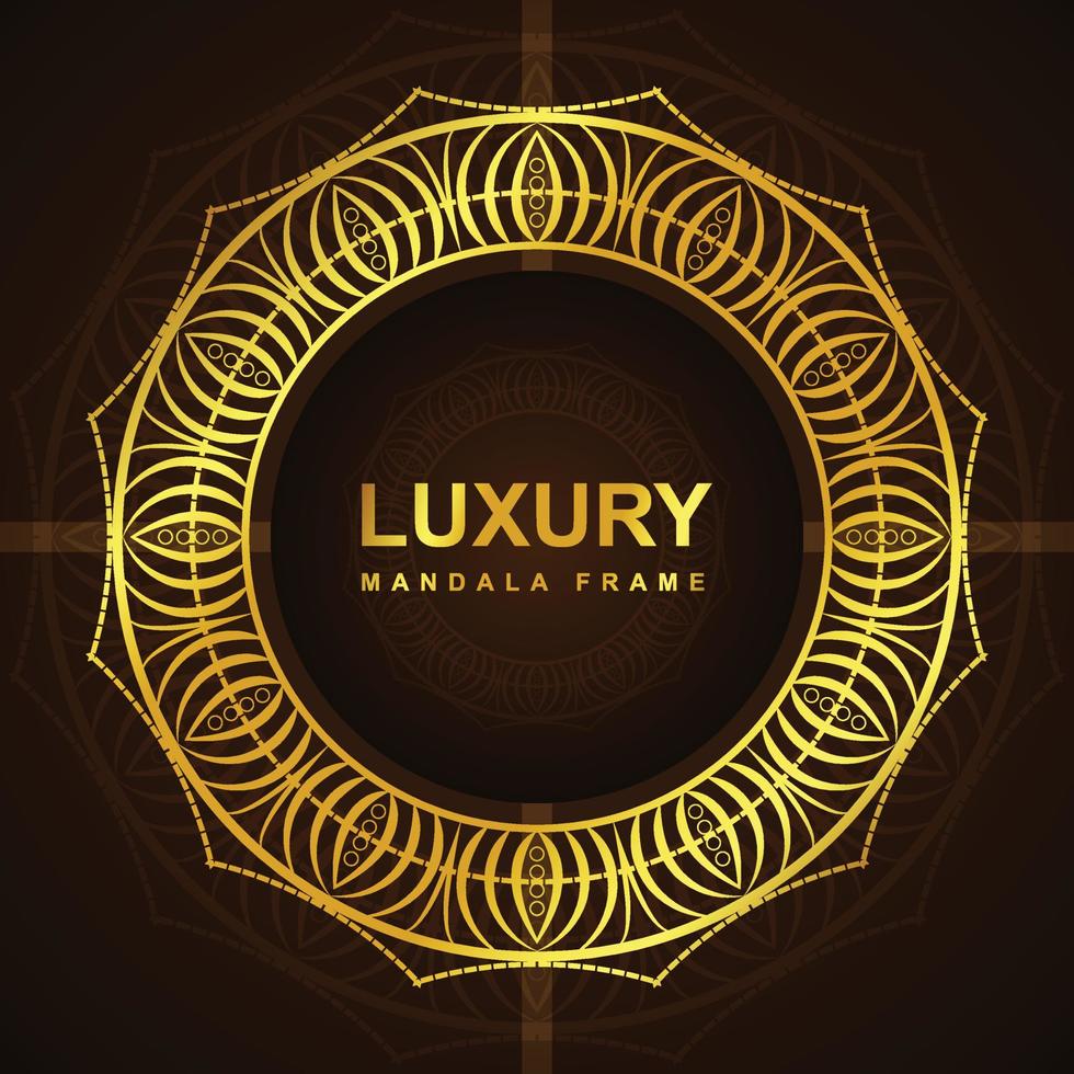 luxe mandala frame achtergrondontwerp met gouden kleur vector