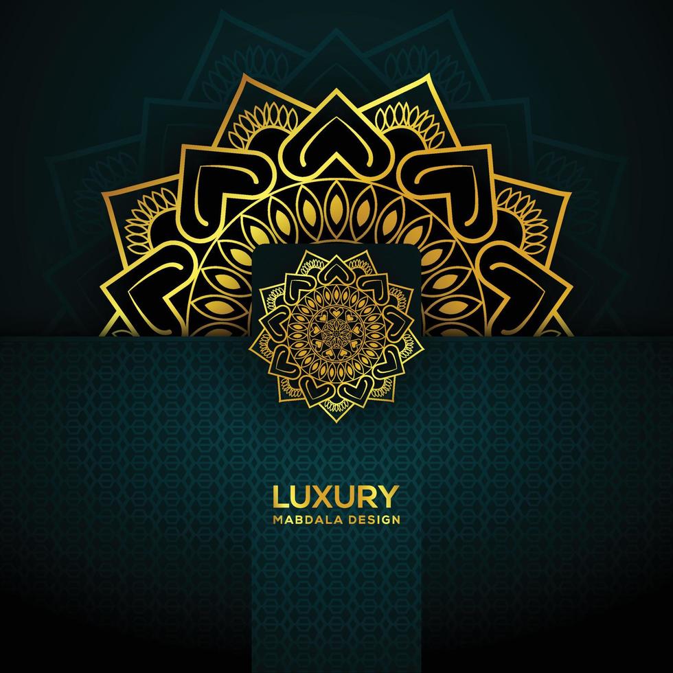 luxe mandala frame achtergrondontwerp met gouden kleur vector