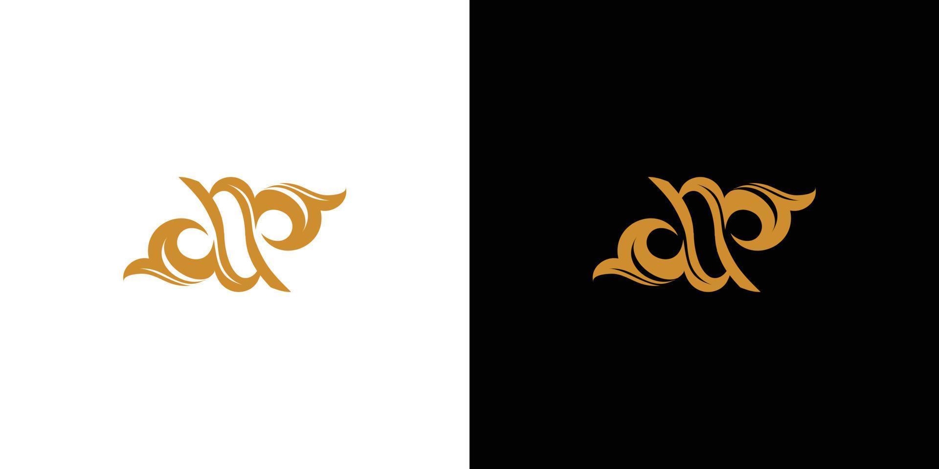 uniek en luxe dp letter ornament logo ontwerp vector