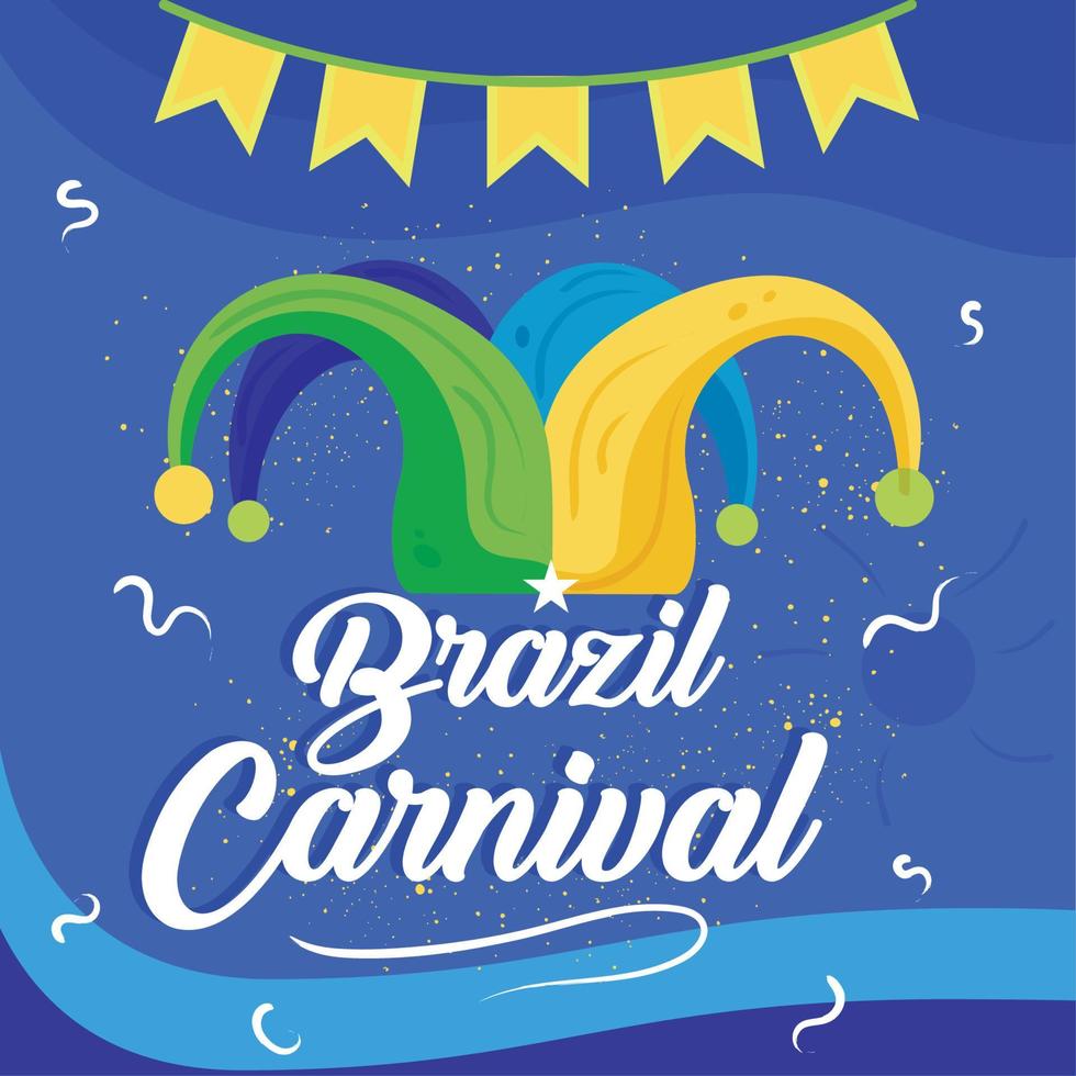 brazilië carnaval sjabloon feest ornamenten en joker hoed vector