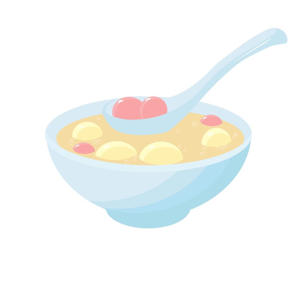 tangyuan vector stock illustratie. rijstballen. toetje. geïsoleerd op een witte achtergrond.