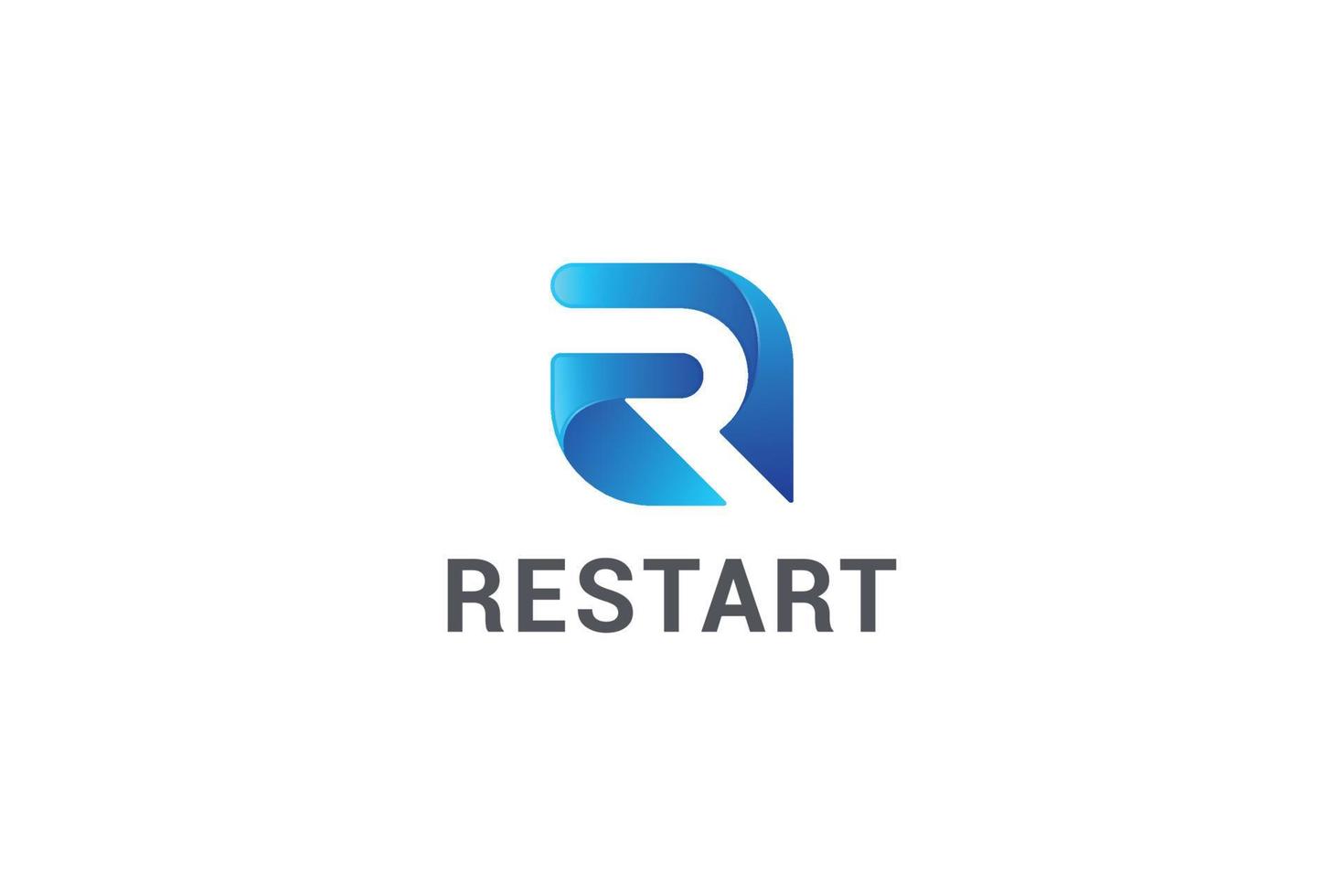 letter r creatief 3d blauwe kleur geweldig logo vector